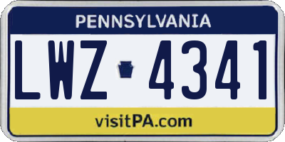 PA license plate LWZ4341