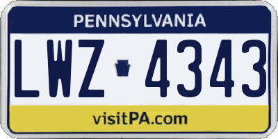 PA license plate LWZ4343