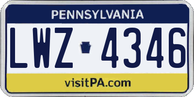 PA license plate LWZ4346