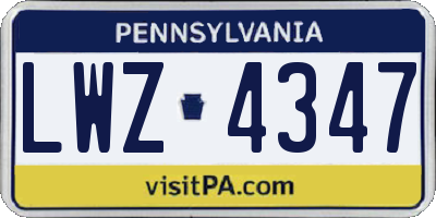 PA license plate LWZ4347