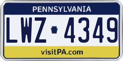 PA license plate LWZ4349