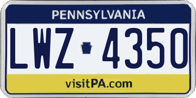 PA license plate LWZ4350