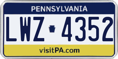 PA license plate LWZ4352