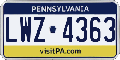 PA license plate LWZ4363