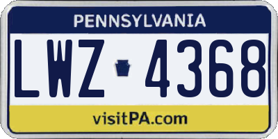 PA license plate LWZ4368