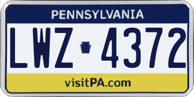PA license plate LWZ4372