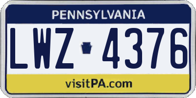 PA license plate LWZ4376