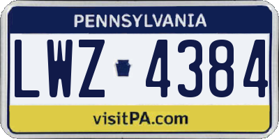 PA license plate LWZ4384