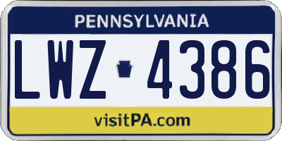 PA license plate LWZ4386