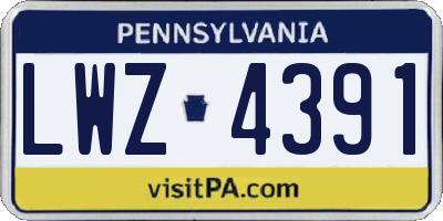 PA license plate LWZ4391