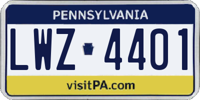 PA license plate LWZ4401