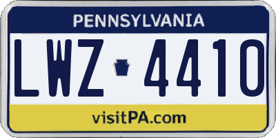 PA license plate LWZ4410