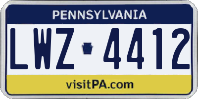 PA license plate LWZ4412