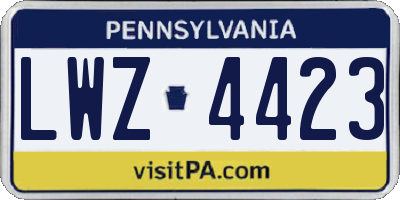 PA license plate LWZ4423