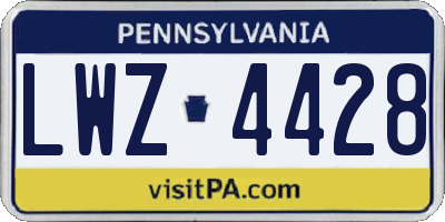 PA license plate LWZ4428