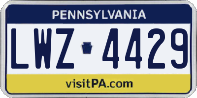 PA license plate LWZ4429