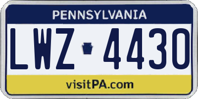 PA license plate LWZ4430
