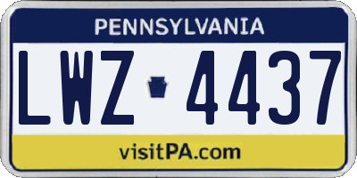 PA license plate LWZ4437