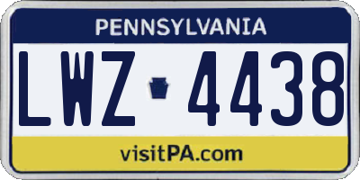 PA license plate LWZ4438