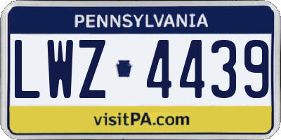 PA license plate LWZ4439