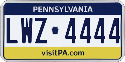 PA license plate LWZ4444