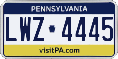 PA license plate LWZ4445