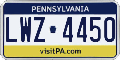 PA license plate LWZ4450