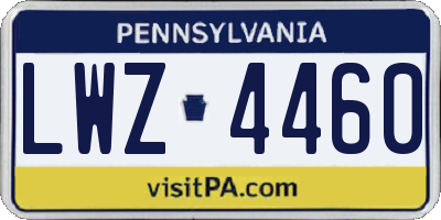 PA license plate LWZ4460