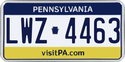PA license plate LWZ4463