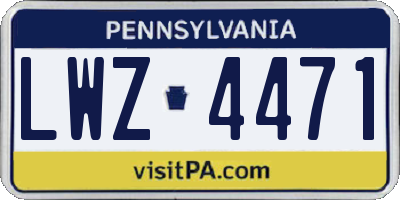 PA license plate LWZ4471