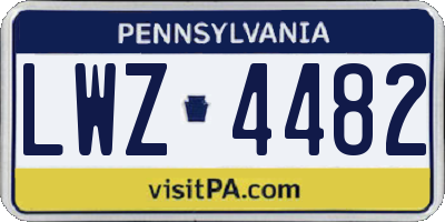 PA license plate LWZ4482