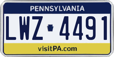 PA license plate LWZ4491