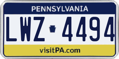 PA license plate LWZ4494