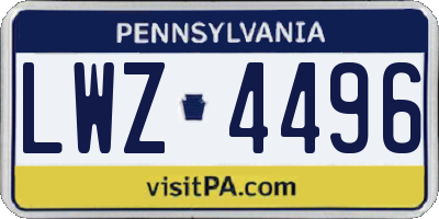 PA license plate LWZ4496
