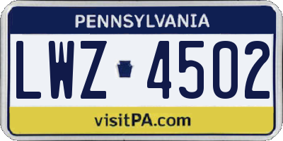 PA license plate LWZ4502