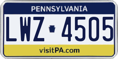 PA license plate LWZ4505