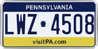 PA license plate LWZ4508