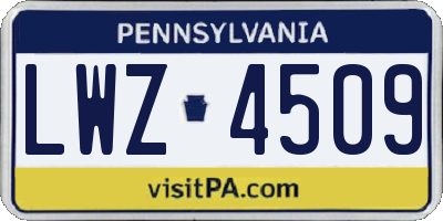 PA license plate LWZ4509