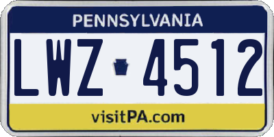 PA license plate LWZ4512