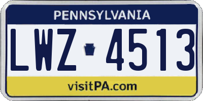 PA license plate LWZ4513