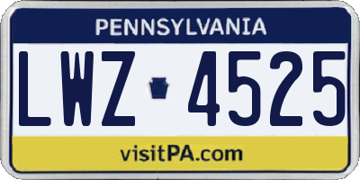 PA license plate LWZ4525