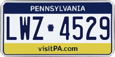 PA license plate LWZ4529