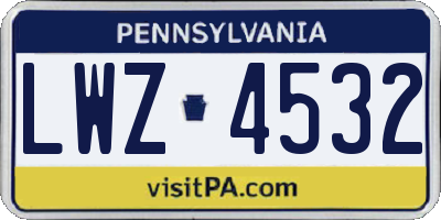 PA license plate LWZ4532