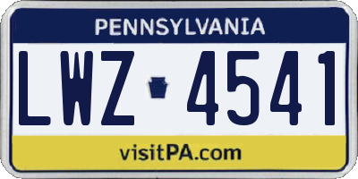 PA license plate LWZ4541
