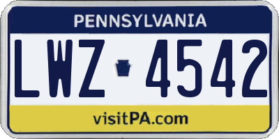 PA license plate LWZ4542