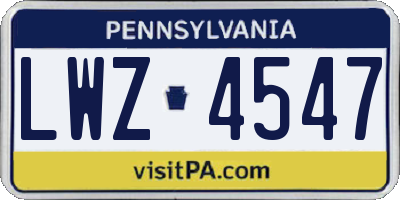 PA license plate LWZ4547