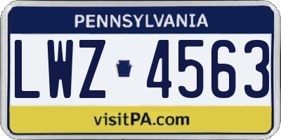 PA license plate LWZ4563