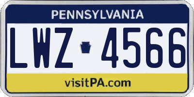 PA license plate LWZ4566