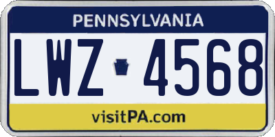 PA license plate LWZ4568