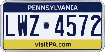 PA license plate LWZ4572